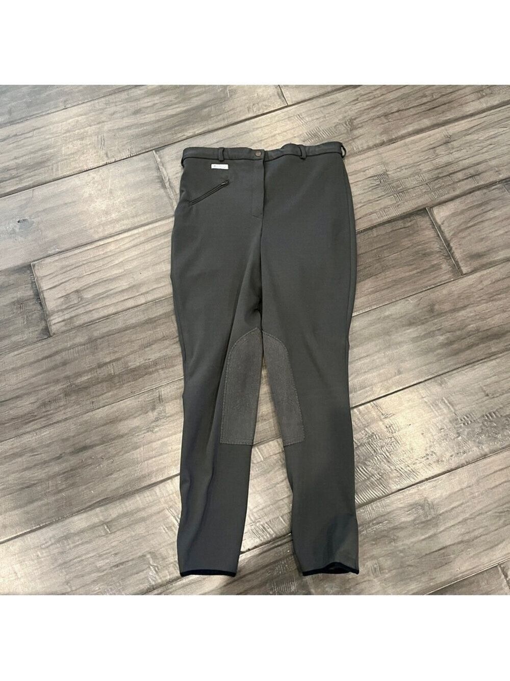 Tuff Rider Ribbed Knee Patch Breeches In Charcoal - Size 34